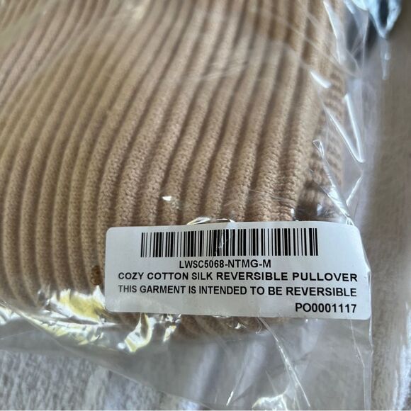 Lunya Cozy Cotton Silk Reversible Pullover in Tranquil Tan Medium MSRP $258 - Picture 11 of 11